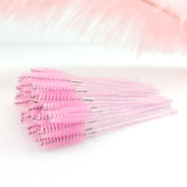 Pink Glitter Lash Brushes (Pack of 50)