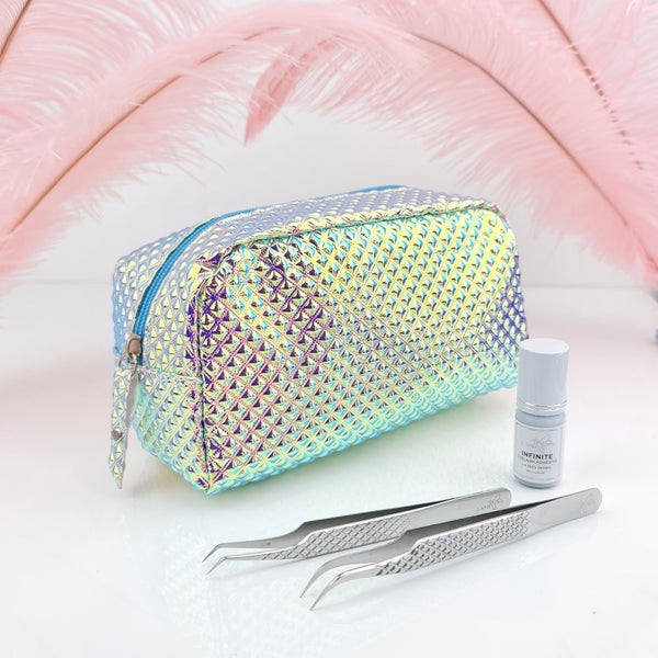 Luxury Baby Blue & Gold Lash Kit Bag (Medium)